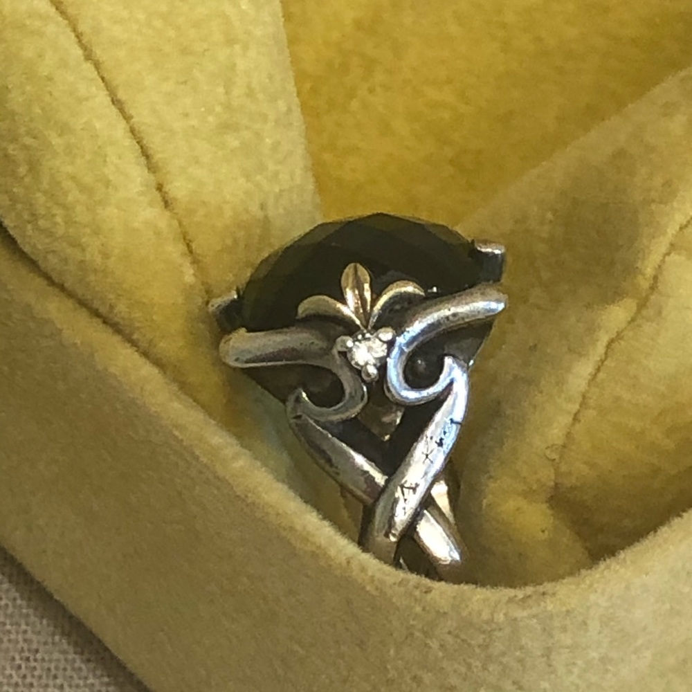 Ann King Sterling/18K 8.00 ct Black Onyx Ring